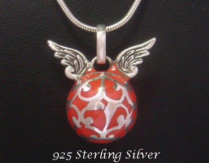 Harmony Necklace, Angel Caller, Sterling Silver with Angel Wings - Click Image to Close
